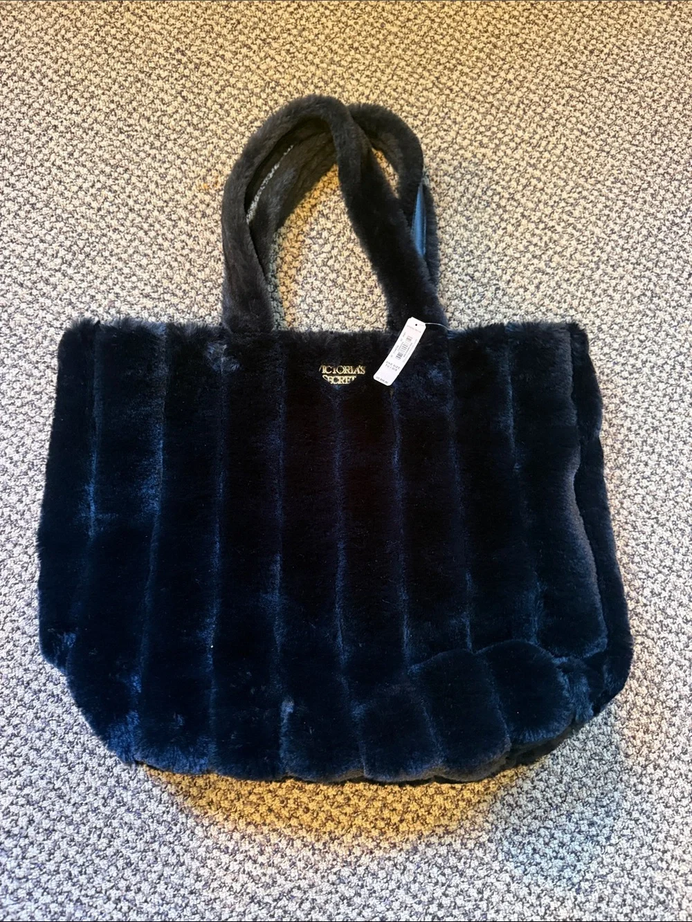 Victoria's Secret NWT Black Hobo Faux Fur Tote